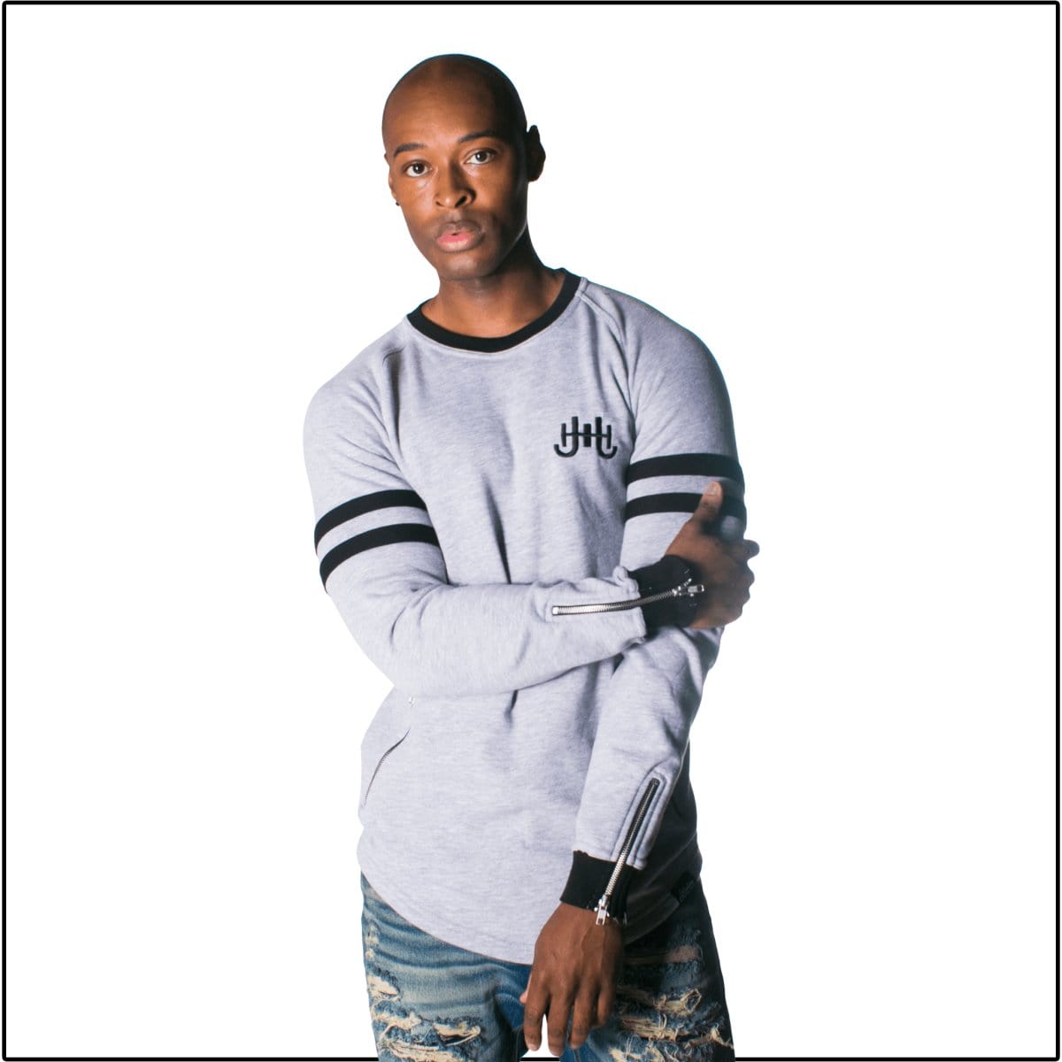 J.Hinton Collections Apparel & Accessories Gray and Stripes- Sweatshirt