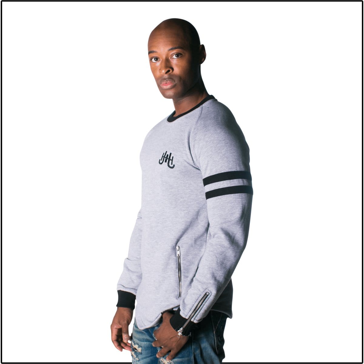 J.Hinton Collections Apparel & Accessories Gray and Stripes- Sweatshirt