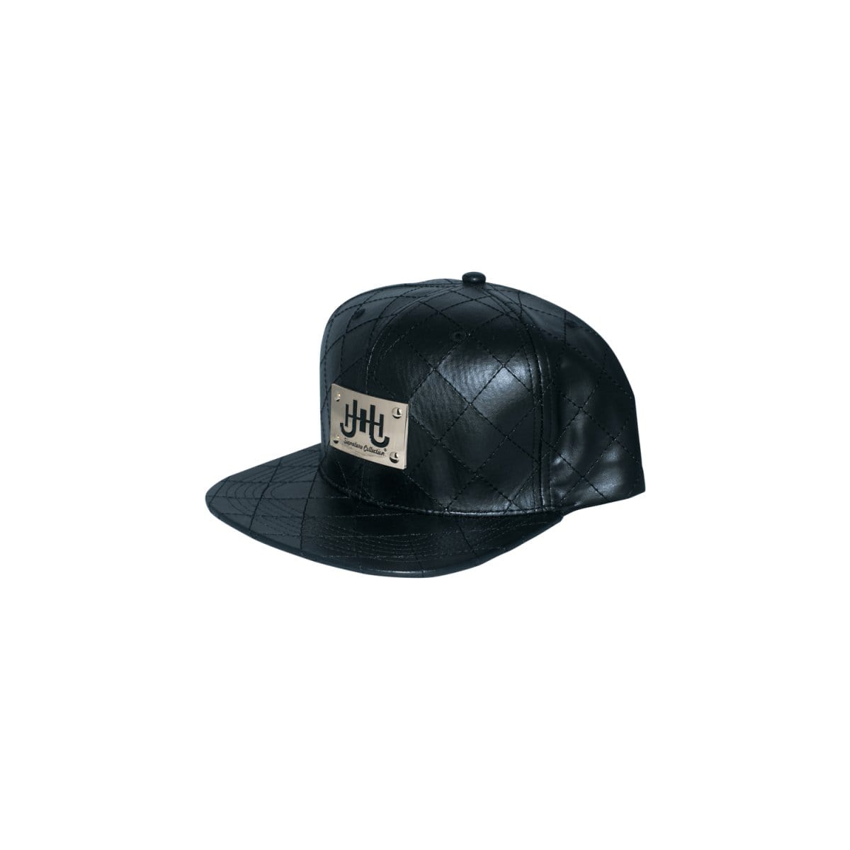 J.Hinton Collections Men’s J.H Signature Gold Metal Plated Leather Quilted cap