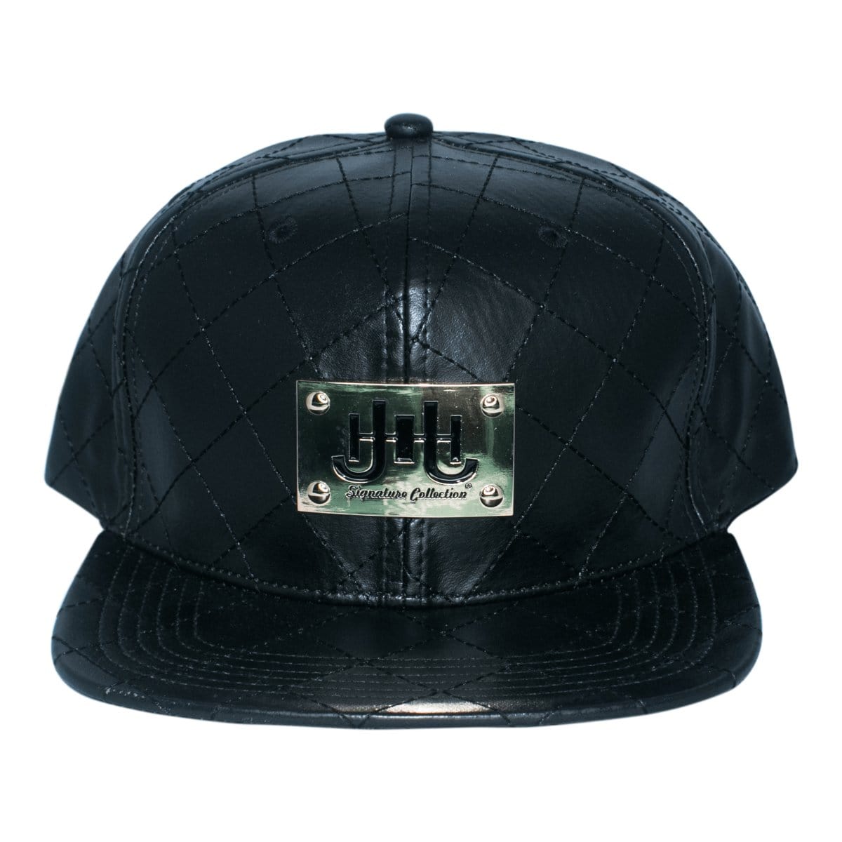J.Hinton Collections Men’s J.H Signature Gold Metal Plated Leather Quilted cap