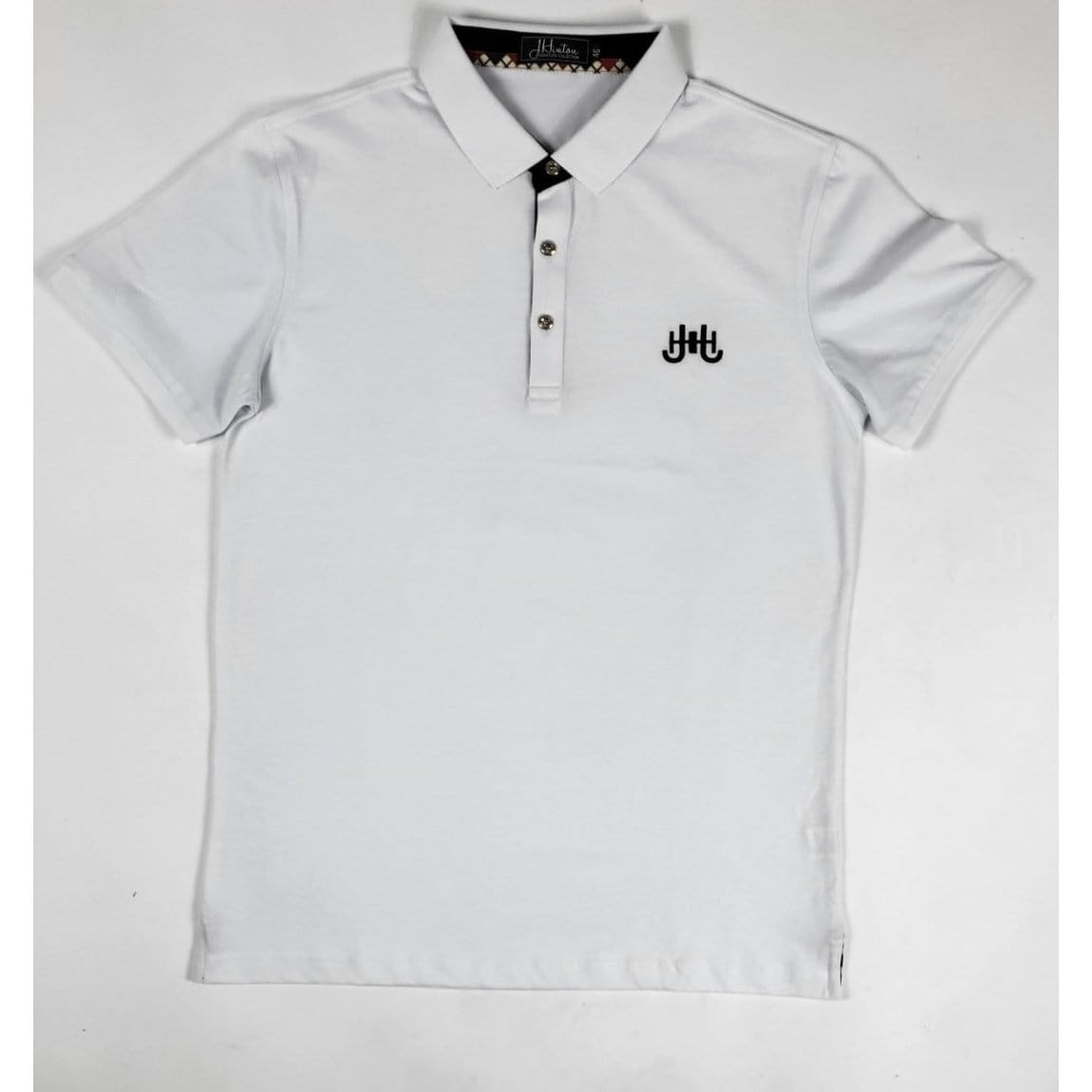J.Hinton Collections Men's Mosaic - Signature Embroidered Polo (White)