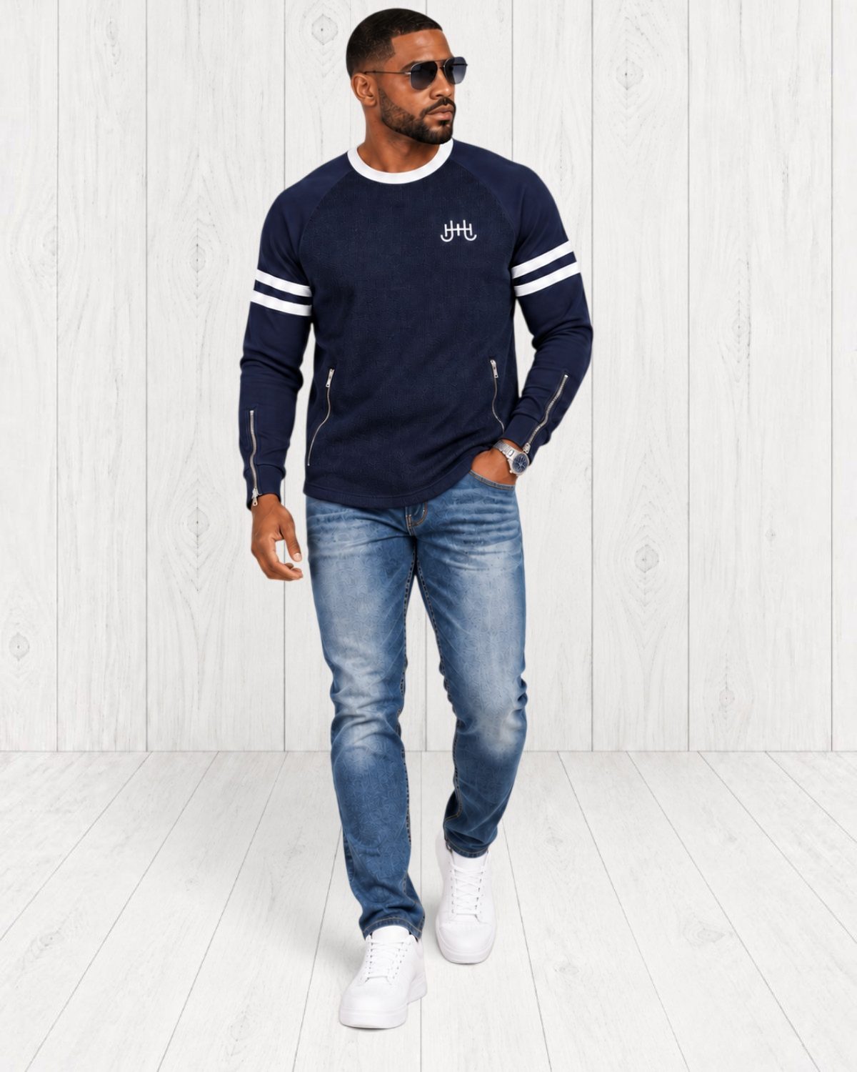 Rockmere Embroidered Sweatshirt — Navy view 5