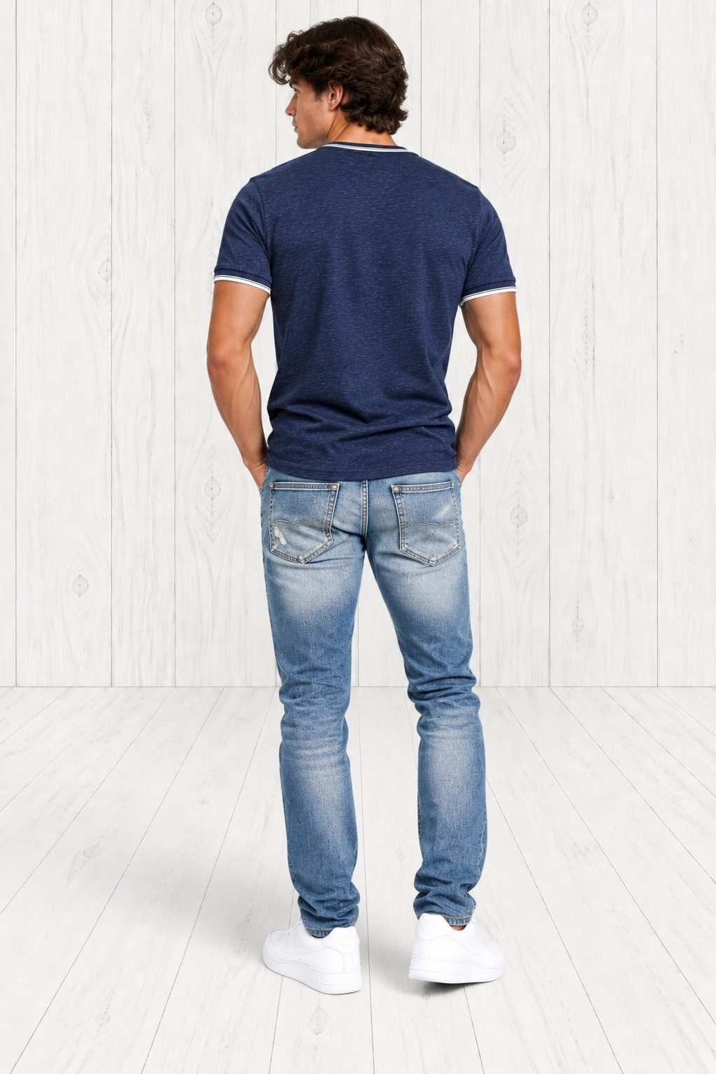 Roselyn V-Neck T-Shirt — Navy view 4