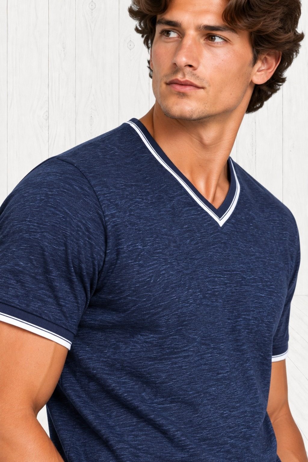 Roselyn V-Neck T-Shirt — Navy view 5