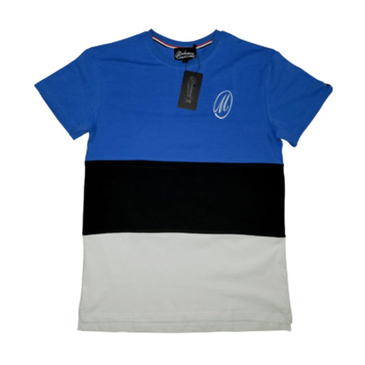 J.Hinton Collections Men's M Logo Tri-Color T-shirt (Blue/Black/White)
