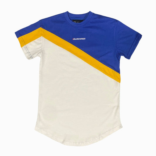 J.Hinton Collections Men's Marksmen - Sporty Striped T-shirt (Yellow, White & Blue)
