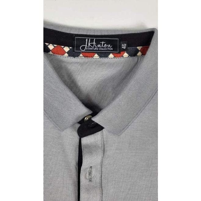 J.Hinton Collections Men's Mosaic - Signature Embroidered Polo (Grey)