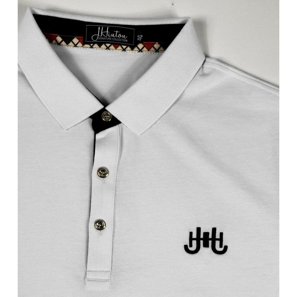 J.Hinton Collections Men's Mosaic - Signature Embroidered Polo (White)