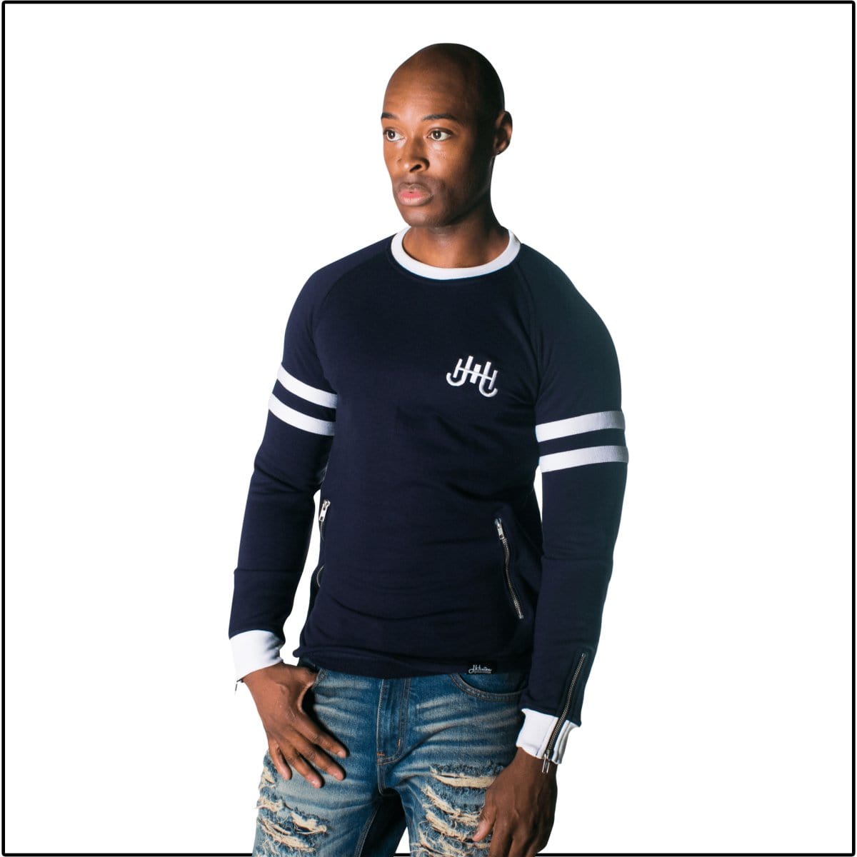 Men's Cotton Sweatshirt with Contrast Sleeves"
