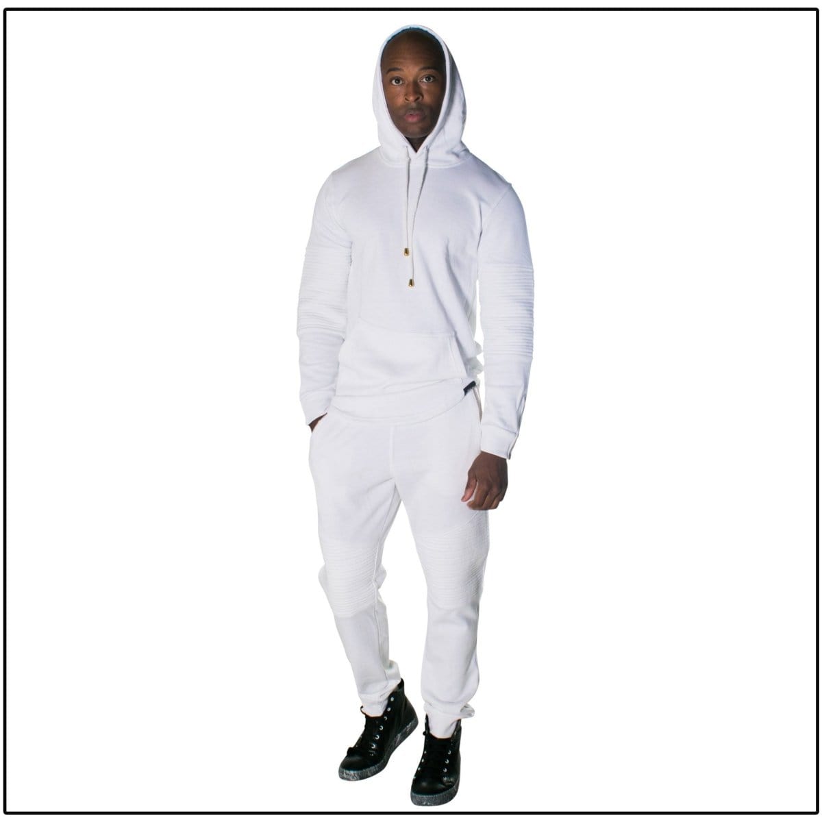 J.Hinton Collections S / White JH Ribbed Biker Jogger Suit(white)